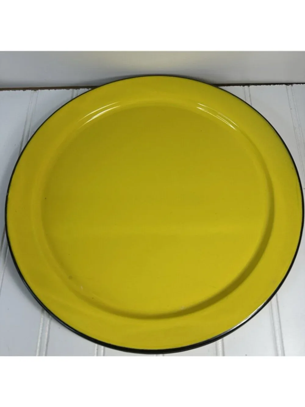 6 OTO Japan Vintage Yellow Enamelware Dishes Plates Mid Century 11.25” Retro MCM
